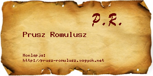 Prusz Romulusz névjegykártya